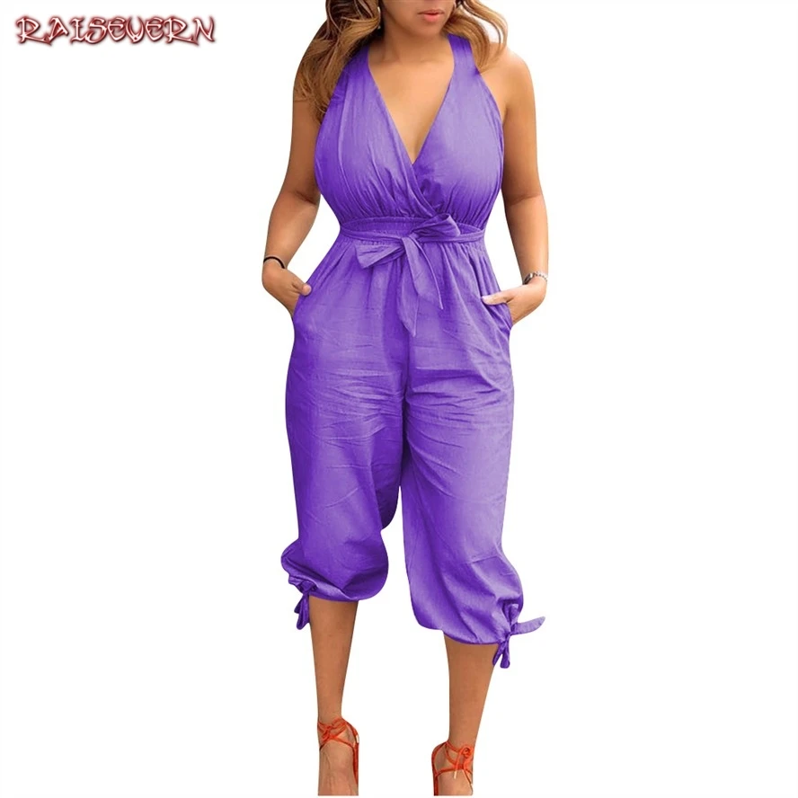 Женский комбинезон с бантом повседневный однотонный красного фиолетового
