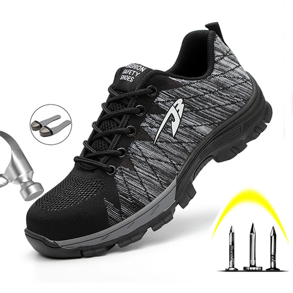 

Men Safety Shoes With Boots Sport Work Shoes For Men Protective Steel Toe Cap Boots Work Indestructible Construction Shoes Male