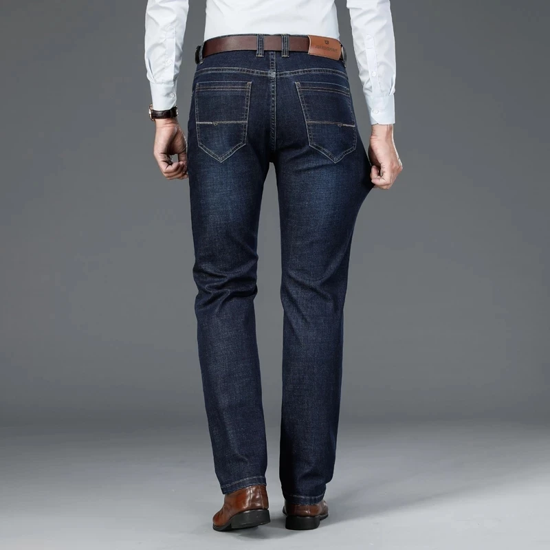 

SHAN BAO Regular Thick Fit Straight Denim Jeans 2021 Spring and Autumn Classic Style Young Men's Business Casual Fashion Jeans