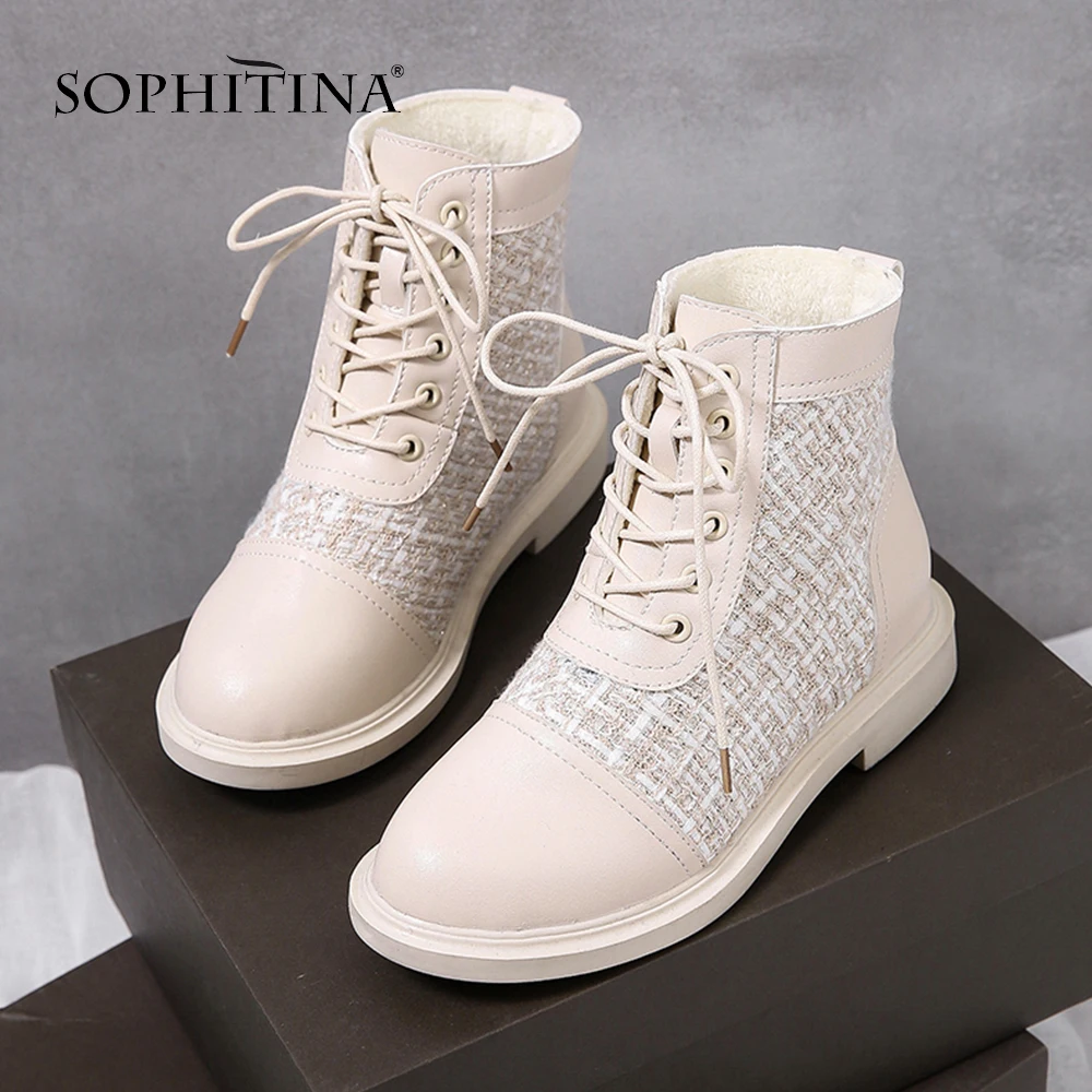 SOPHITINA/Полосатые ботинки в клетку Удобная однотонная обувь с круглым носком на