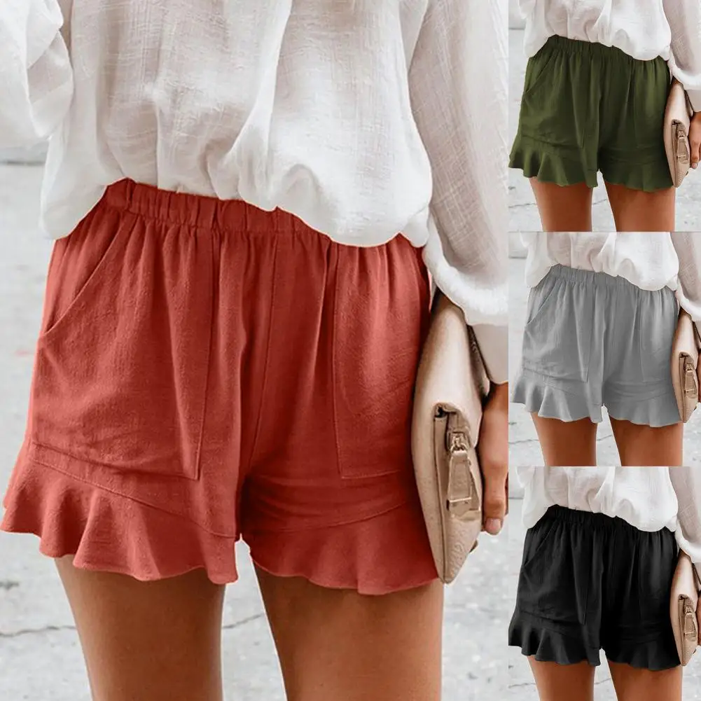 

Women's shorts summer stretch solid color shorts breathable soft cotton blended casual high waist shorts women daily work shorts