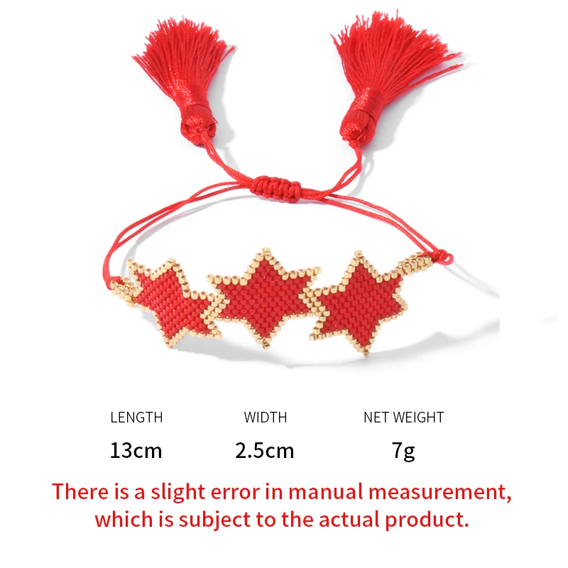 

Rttooas Fashion Red Star Bracelets For Women Handmade Loom Beads Charm Bracelets Armband Pulseras Mujer Moda 2020