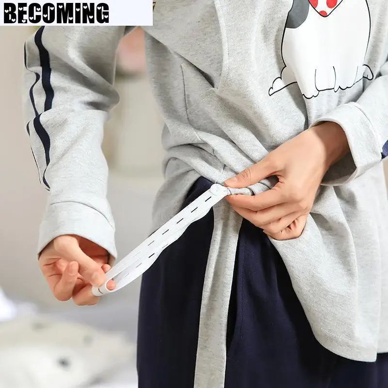 Хлопковая Спортивная одежда для беременных больших размеров сна Осенняя Пижама