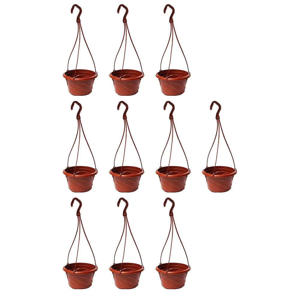 

10 шт. подвесных цветочных горшков, подвесные цветочные горшки, цветочные контейнеры (коричневые)