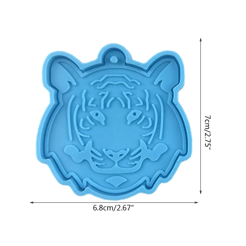 

E56F Shiny Glossy Silicone Resin Molds 3168 Tiger Head Mold DIY Keychain Pendant Jewelry Epoxy Resin Crafting Molds