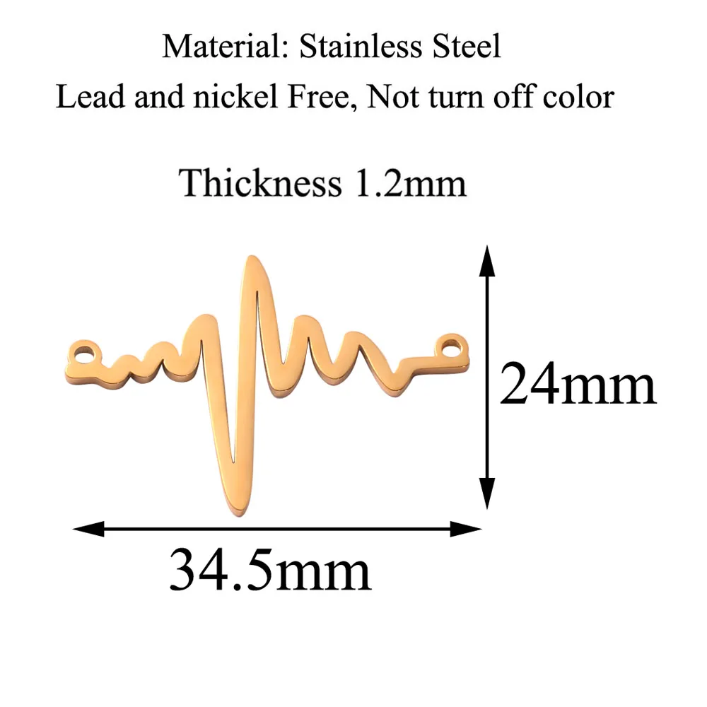 Зеркальная полировка нержавеющая сталь ЭКГ Пульс Шарм Подвеска Ожерелье с