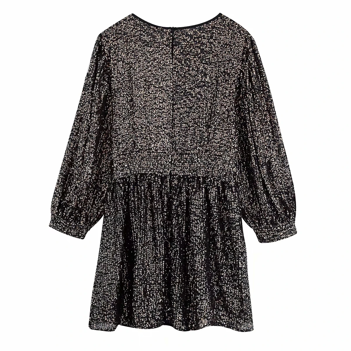 Уличное женское мини платье с блестками Vestidos длинным рукавом и высокой талией