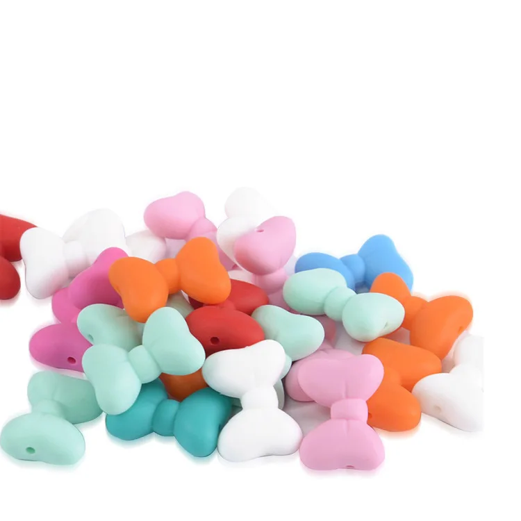 

Bow-knot Silicone Beads Teething Nursing Necklace Lentils Beads Food Grade Silicone Beads Silicone Teether Pacifier Chain C2042H