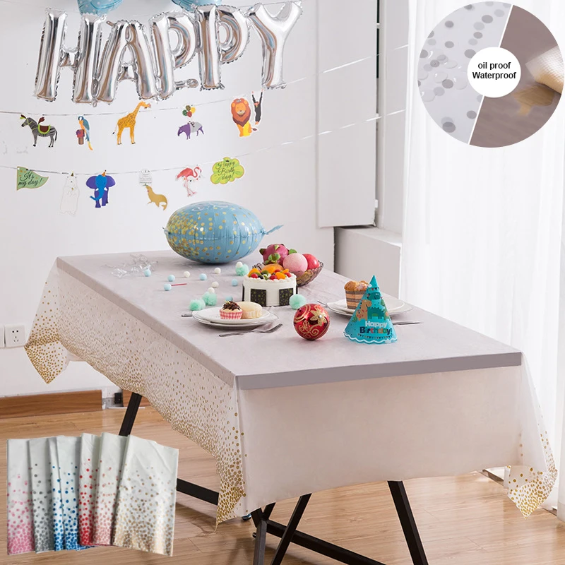 

137*274 Cm Square Disposable Tablecloth Dot Print Disposable Tablecloth Birthday Weddings Party Picnic Decorative Tablecover