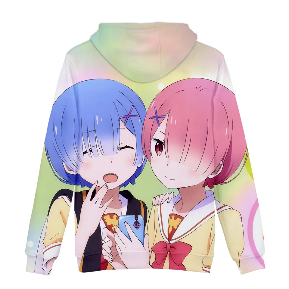 Natsuki Subaru Толстовка Re ZERO пусковая Аниме толстовки Rem Ram для женщин/мужчин Emilia пары Косплей куртка свитер Одежда