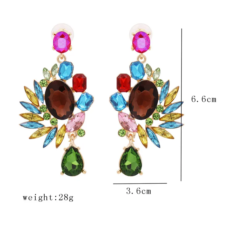 

Pinkdudu New Fashion Luxury Multicolor Crystal Earrings Shiny Statement Rhinestone Flower Drop Earrings Jewelry for Women OG130