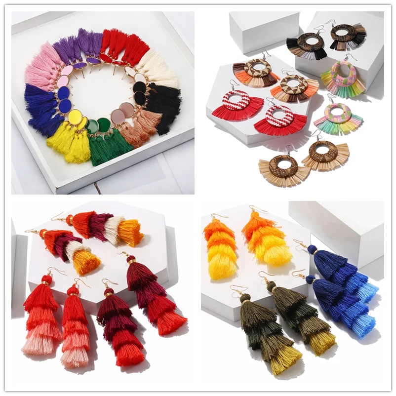 Богемные серьги подвески для женщин круглые в винтажном стиле свадебная