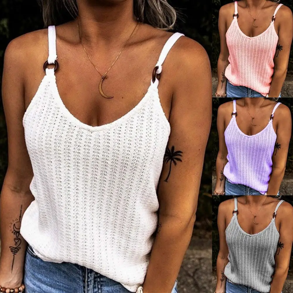 

Майка женская трикотажная однотонная без рукавов с V-образным вырезом