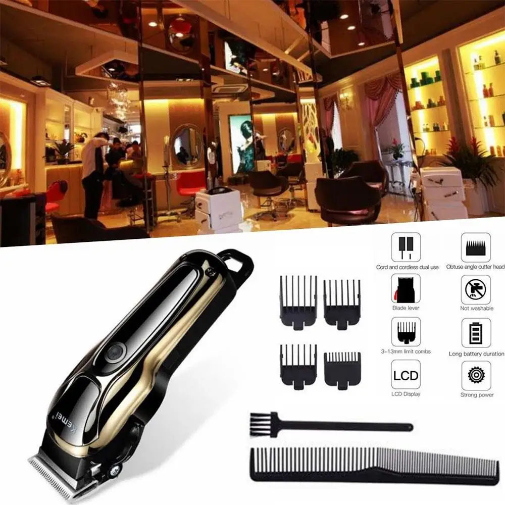 

Hair Clippers 110-240V Health Beauty Portable Electric Clippers Electric Trimmer KM-1990 Rechargeable Shaving Machine Kemei