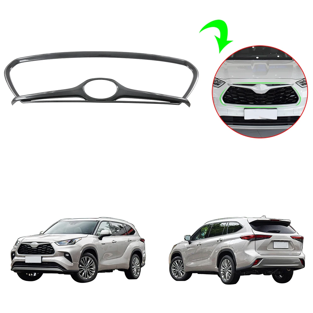 

Car Exterior Accessories Imitation Carbon Car Front Grill Cover For Toyota Highlander 2021