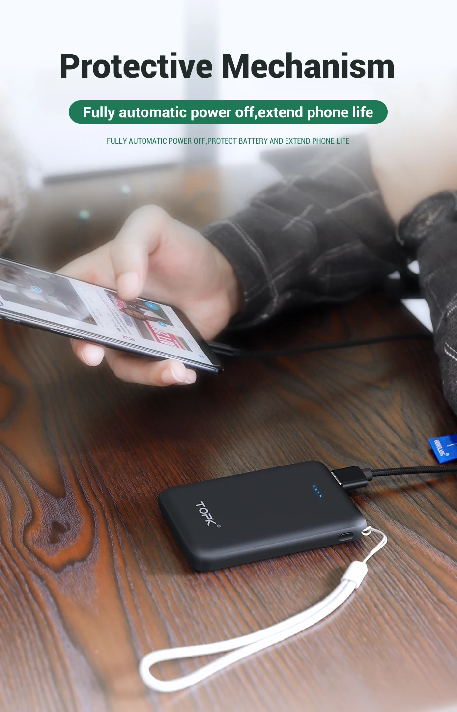 TOPK mi ni power Bank 5000 мАч портативное зарядное устройство power bank для iPhone Xiaomi mi 9 huawei samsung Внешний аккумулятор повербанк