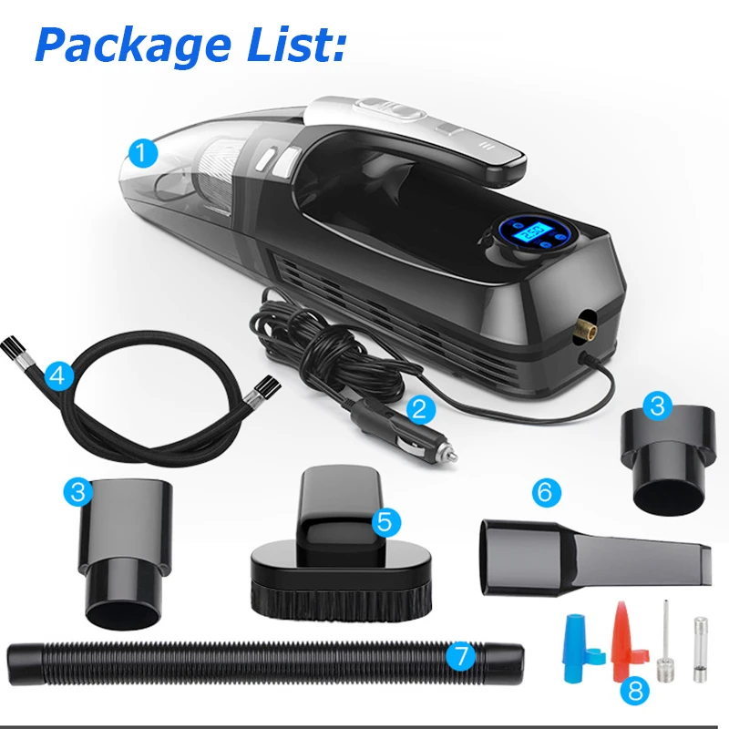 Портативный автомобильный пылесос 4 в 1 120 Вт с цифровым дисплеем |