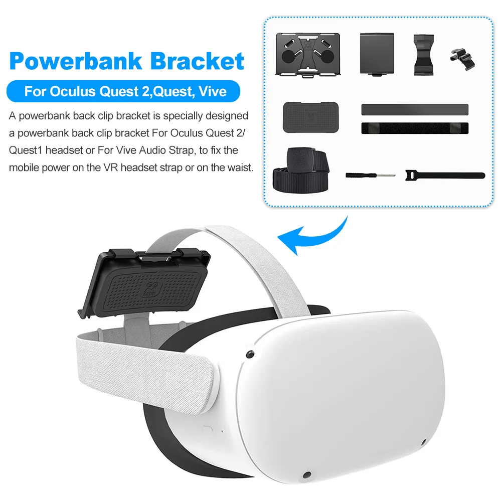 

Durable Powerbank Bracket Adjustable Multifunction Battery Holder VR Accessories Fixing Stand Easy Install For Oculus Quest 2