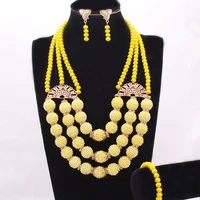 4ujewelry artificial pearls african jewelry set costume necklace nigerian wedding beads 2021 yellow