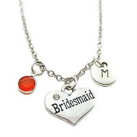 bridesmaid necklace birthstone creative initial letter monogram fashion jewelry women christmas gifts accessories pendant