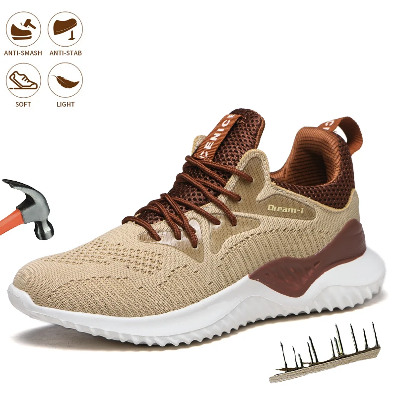 

Men's Safety Work Shoes Lightweight Comfortable Indestructible Work Boots Male Steel Toe Shoes Anti Puncture Protection Boots
