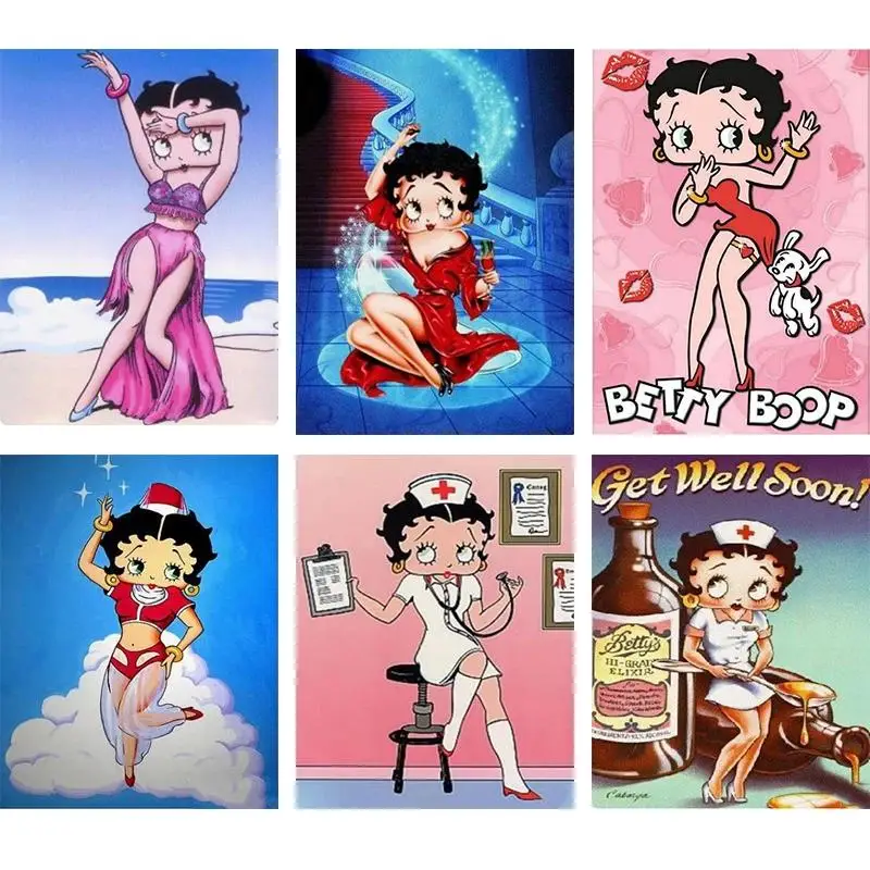 

Diamond Embroidery 5D Cross Stitch Cartoon Betty Boop DIY Full Square round Diamond Painting Mosaic Kit Needlework Home Art