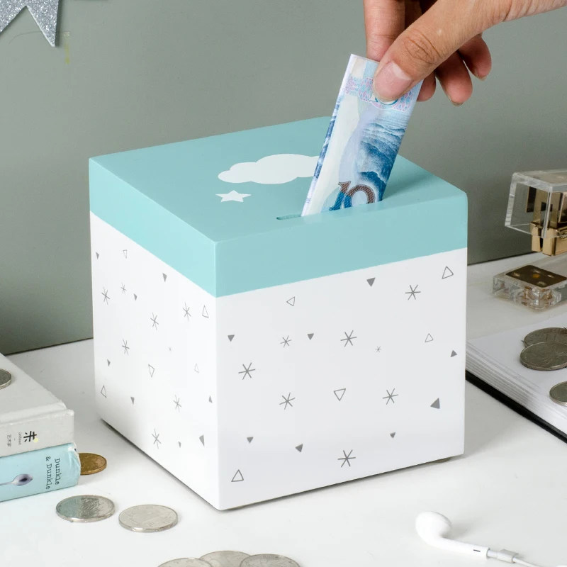 

Large Kids Money Box Piggy Bank Wood Cute Box Mini Money Boxes Safe Funny Coin Bank Gift Spaarpot Home Furnishings BK50CX