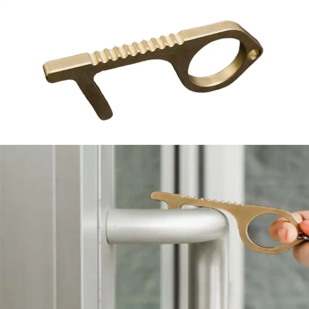 Гигиена ручной антимикробный латунный EDC открывалка двери и стилус портативный