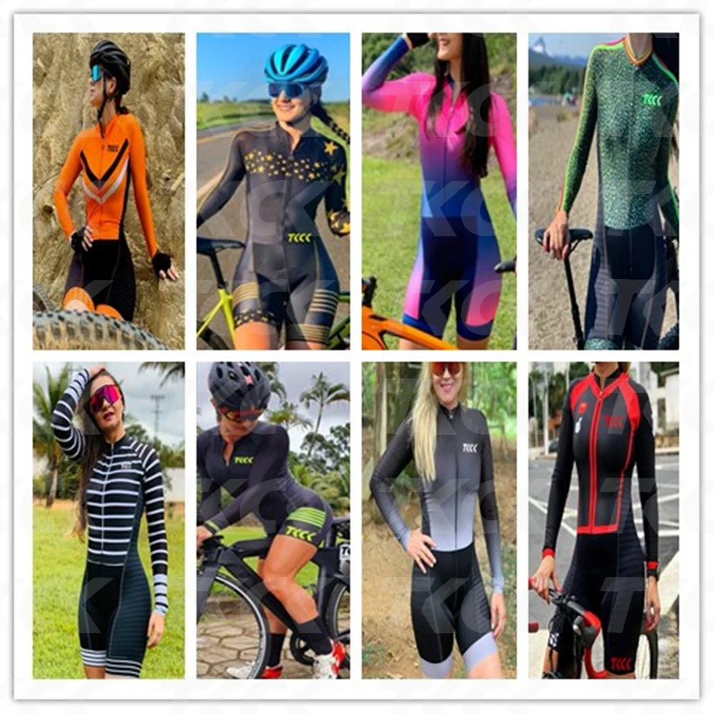 TKCK-Conjunto de triatlÃ³n profesional para mujer, camiseta de manga larga, traje de...