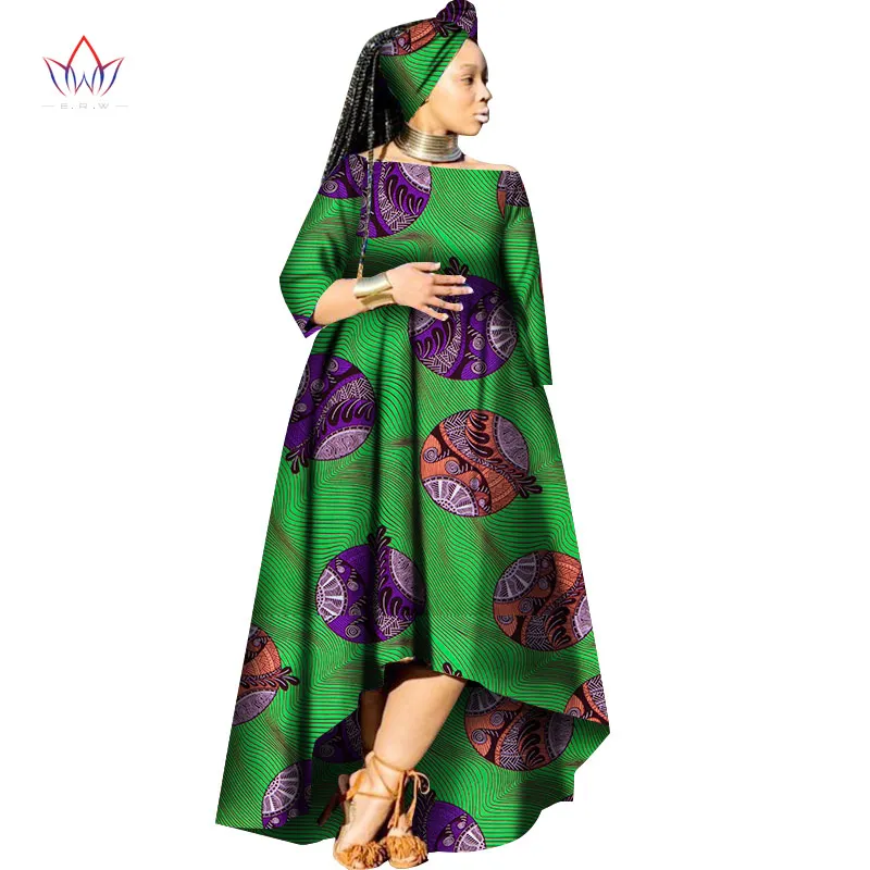 2017 Африканский Базен платья для женщин в африканском стиле Slash шеи свободные дам