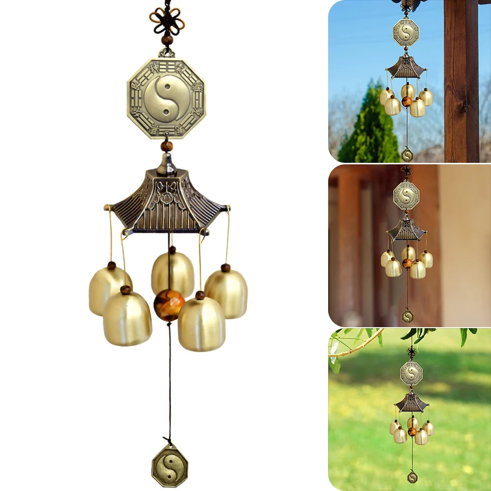 Колокольчик Lucky Wind Chime s фэн шуй восемь триграмм Чистый медный колокольчик хороший