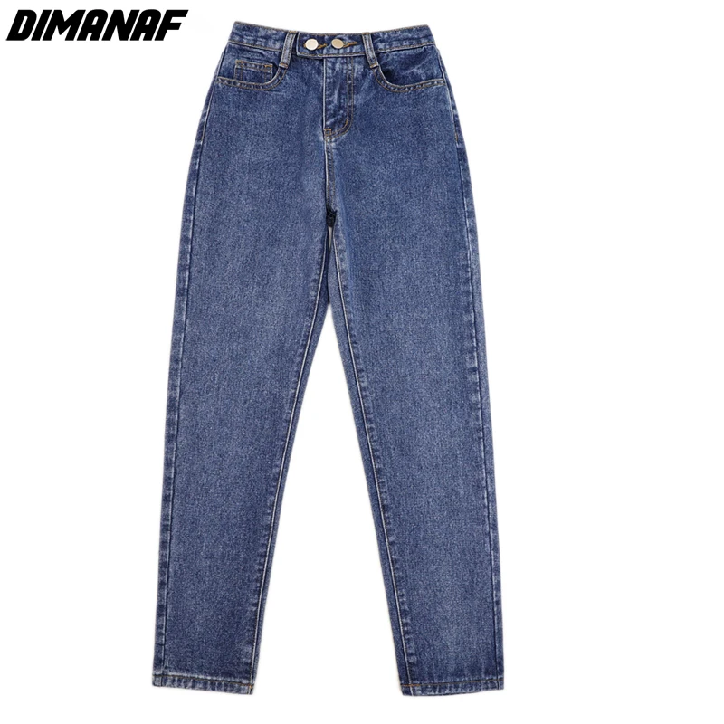 

DIMANAF Women Cothing Jeans Long Pants Vintage Oversize Loose Cotton Denim Fashion Lady Trousers Autumn Winter Casual Blue 2021