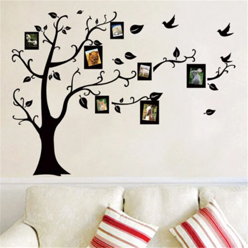 

50x70cm Large DIY Family Photo Frame Tree Bird Quotes Wall Stickers Art Decals Kids Living Room Bedroom Nursery Room Decor