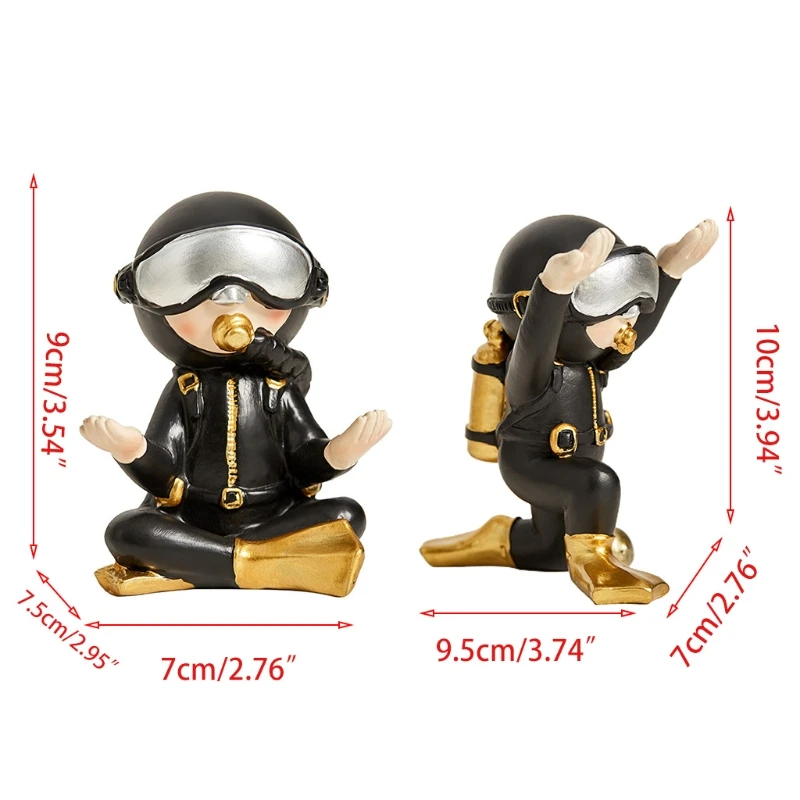 

Handmade Unique Pen Holder Sitting/Kneeling Diver Statue Office Home Desktop Decoration for Kids Adults Birthday Gift