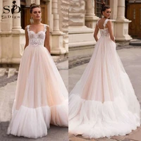 sodigne bohemian wedding dresses 2022 a line lace appliqued boho wedding gowns plus size corset beach bridal dress princess