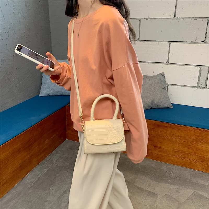 Крокодиловый узор сумки через плечо для женщин 2019 маленькая сумочка на цепочке