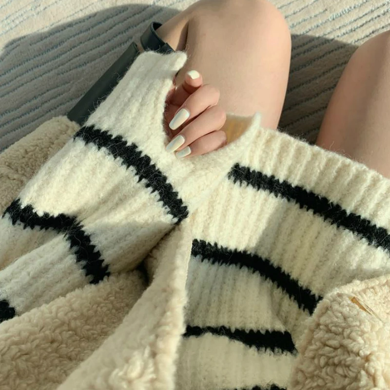 

Pullovers Women Turtleneck Striped Fashionable Elegant Sweaters Autumn Loose All-match Female Ins Chic Streetwear Sweet Ulzzang
