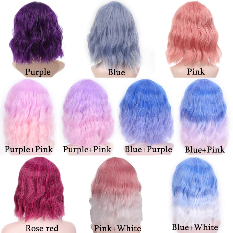 Парик Ailiade с короткими волнистыми волосами и челкой синтетические волосы