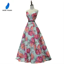 DEERVEADO Vestido largo Formal con estampado De flores para mujer, traje De noche elegante para fiesta y ocasión, M218 (3)