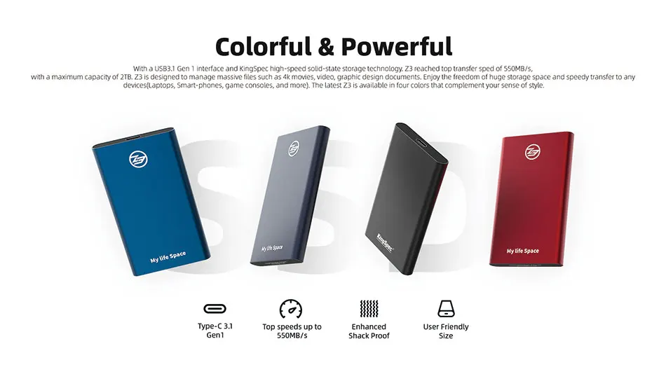 KingSpec внешний SSD жесткий диск hd externo usb 3,1 портативный SSD 256B 512GB 1 ТБ жесткий диск hdd type-c для бизнесмена
