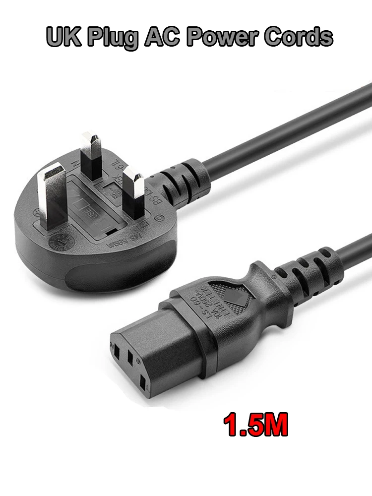 Шнур питания переменного тока 3 зубца шнура кабель для ноутбуков UK вилка шнур 1 2