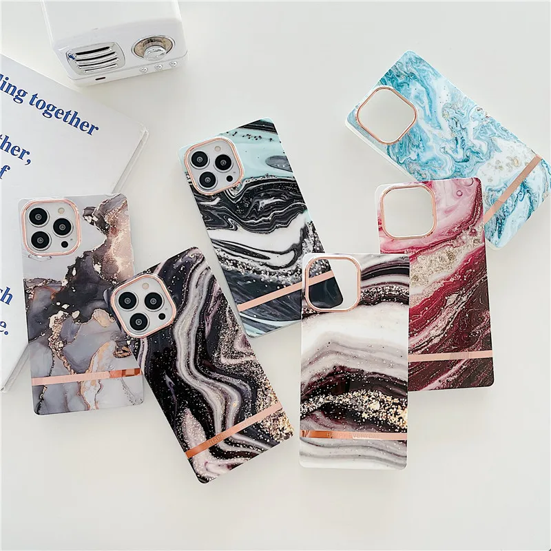 

Gradient Marble Square Phone Case For iPhone 12 11 13 Pro Max 12 13 Pro Shockproof Soft TPU Bumper Back Cover For iPhone 13 Pro