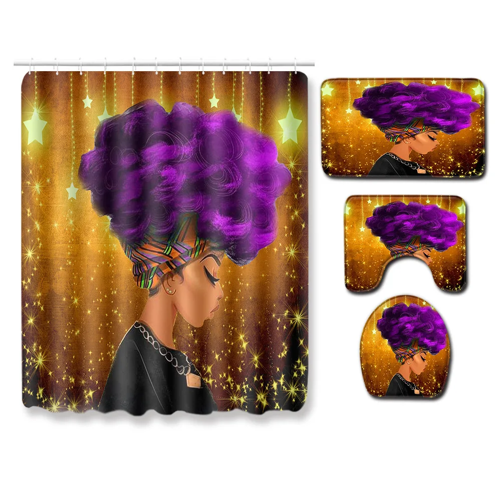 Zeegle Toilet Shower Curtain Set Creative Cartoon Anti-slip Bathroom Foot Rug Decoration Floor Mat Water Absorption | Дом и сад