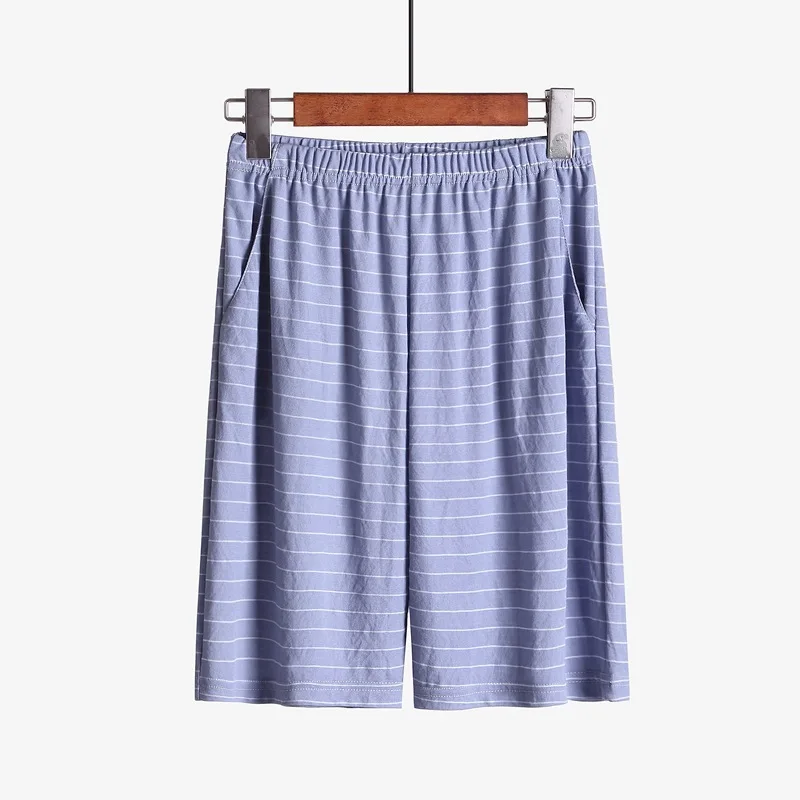 Plus Size Men Summer Striped Sleeping Shorts Elastic Mens Sleepwear Casual Sleep Pants Loose Comfortable Sleep Bottoms Homewear