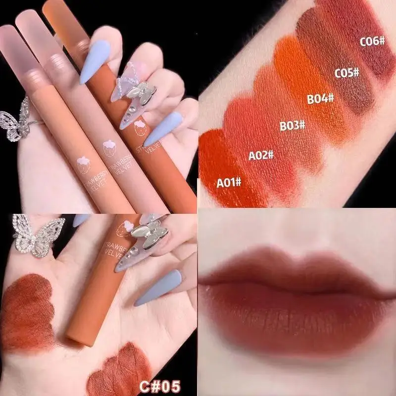 

Nude Matte Lipstick Liquid Lip Gloss Waterproof Long Lasting Moisturizer Lip Stick Lip Makeup Cosmetic Matte Lip Tint Lipgloss