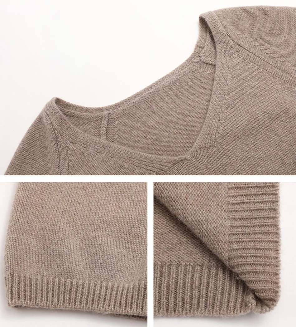 YJMY Inner Mongolian Cashmere Платье женское с v-образным вырезом ребристые манжеты подол весна осень вязаный свитер в магазине Slava
