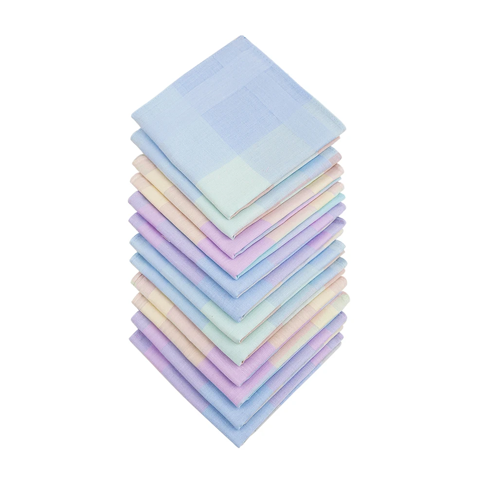 

Cotton Handkerchief Square Mixed Color 43cm x 43cm, 12 PCs