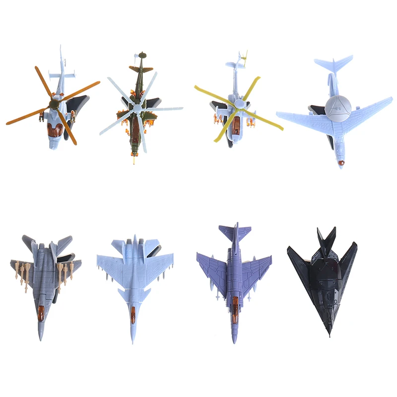 

1pc 4D Plastic Assembled Airplane 12cm Military Fighter Militaire Helicopter Collection For Children Sandplay Toy