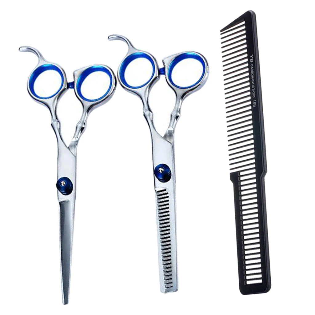 

7" Beauty Hairdressing Hair Cutting Scissors Barber Shears & Comb Blue