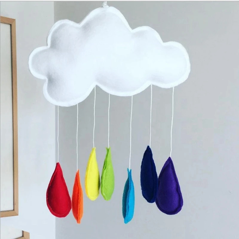 1PCS INS Rainbow Raindrop Pendant Nordic Felt Cloud Wall Hanging Ornaments Baby Shower Party Children Room Decor Supplies Drops | Дом и сад